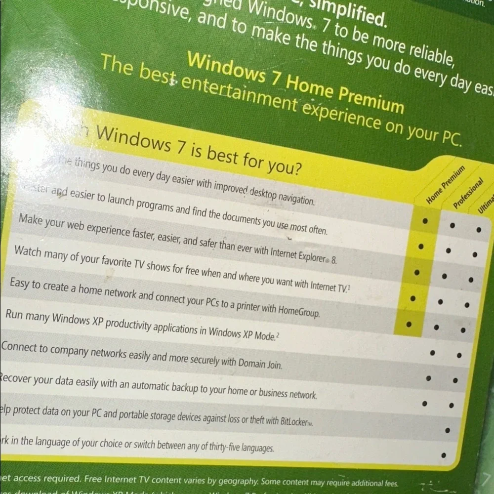 Microsoft Windows 7 Home Premium software